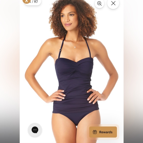 NWT Women’s Anne Cole Twist Front Bandeaukini Swim Top SZ XS - Picture 2 of 11
